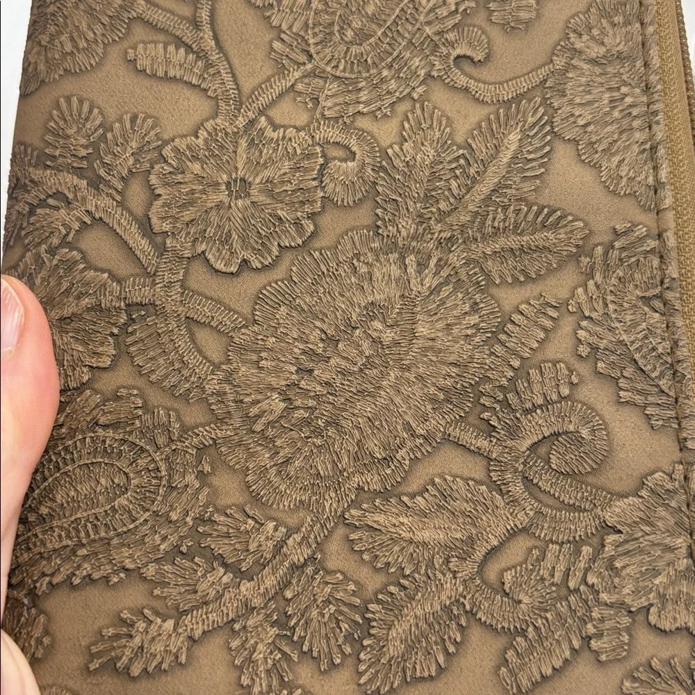 Bueno Brown Embossed Faux Leather Clutch Wristlet Wallet